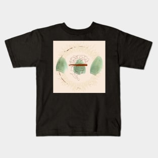 aesthetic outline of a person with golden circle and watercolor Kids T-Shirt